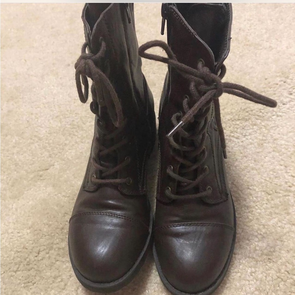 Brown combat boots